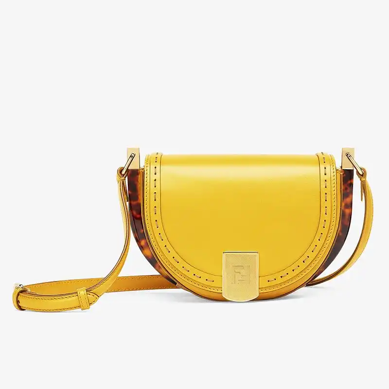 Fendi Moonlight Bag In ROMA Logo Calf Leather Yellow