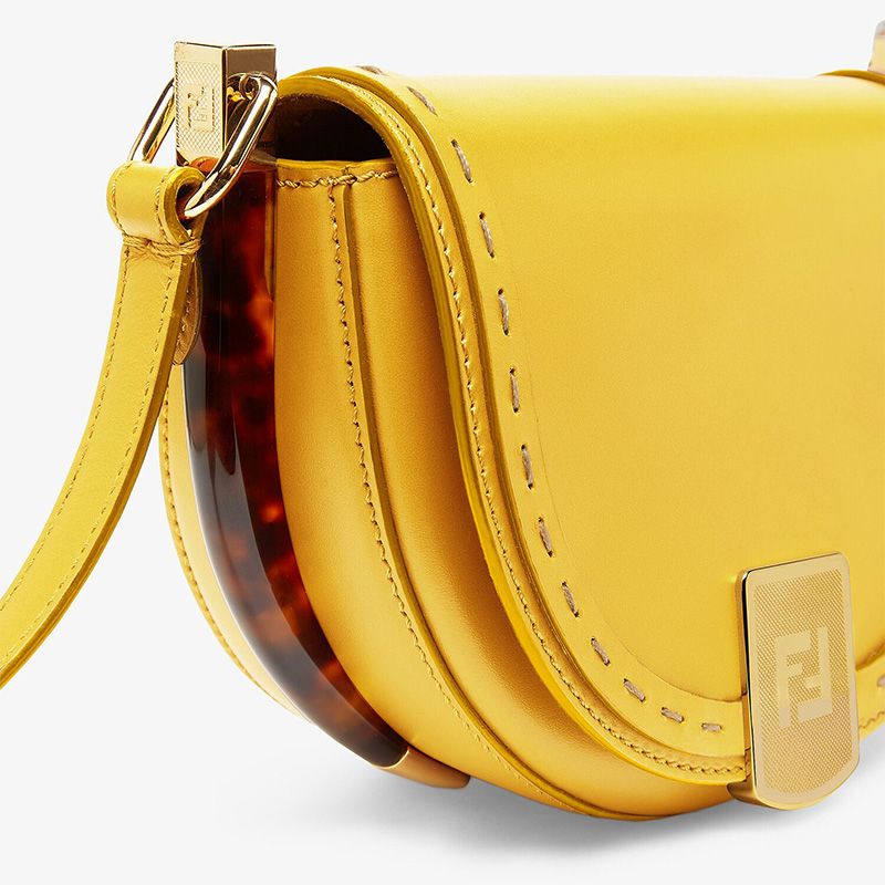 Affordable Fendi Moonlight Bag In ROMA Logo Calf Leather Yellow