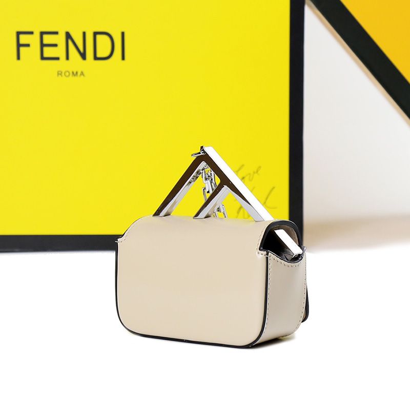 Affordable Fendi Nano F Bag In Calf Leather Beige