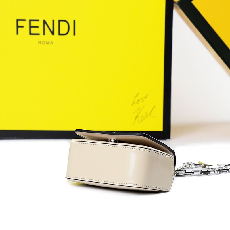 Affordable Fendi Nano F Bag In Calf Leather Beige