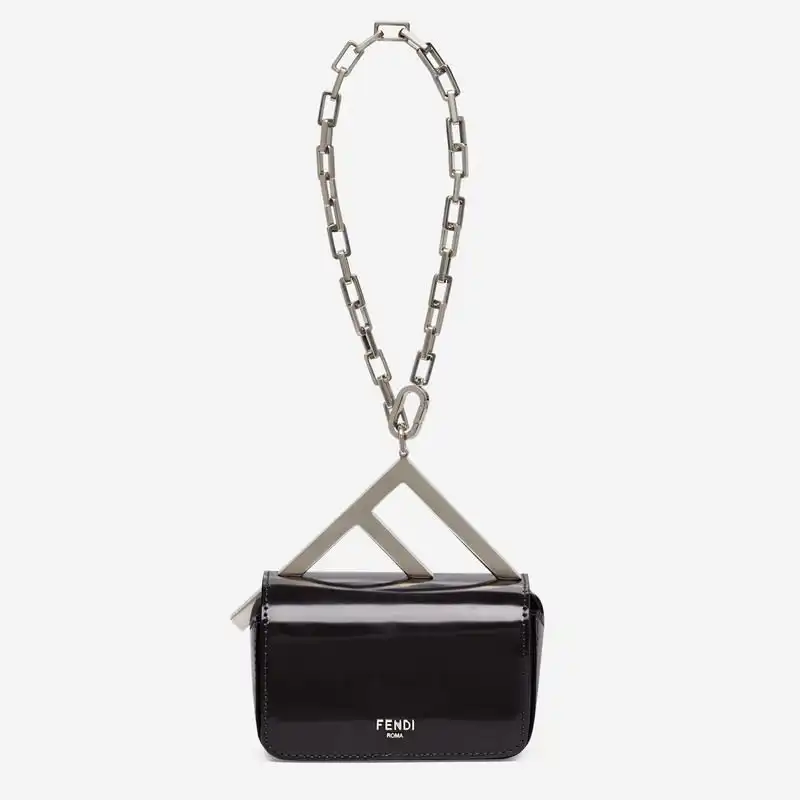 Fendi Nano F Bag In Calf Leather Black