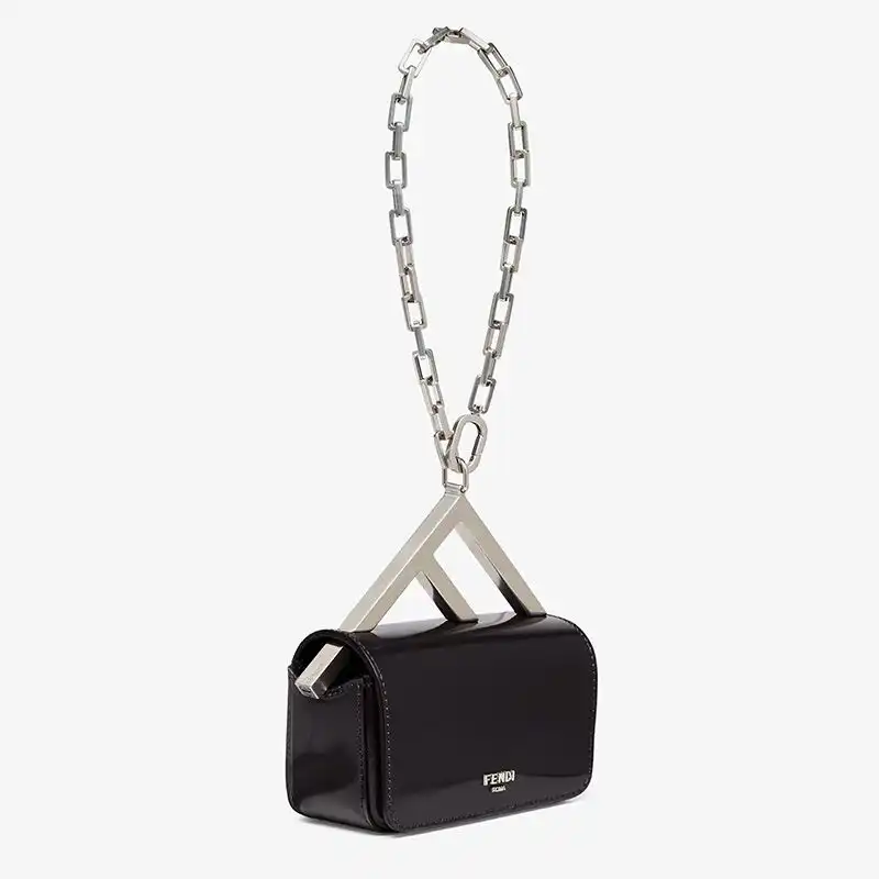 Affordable Fendi Nano F Bag In Calf Leather Black