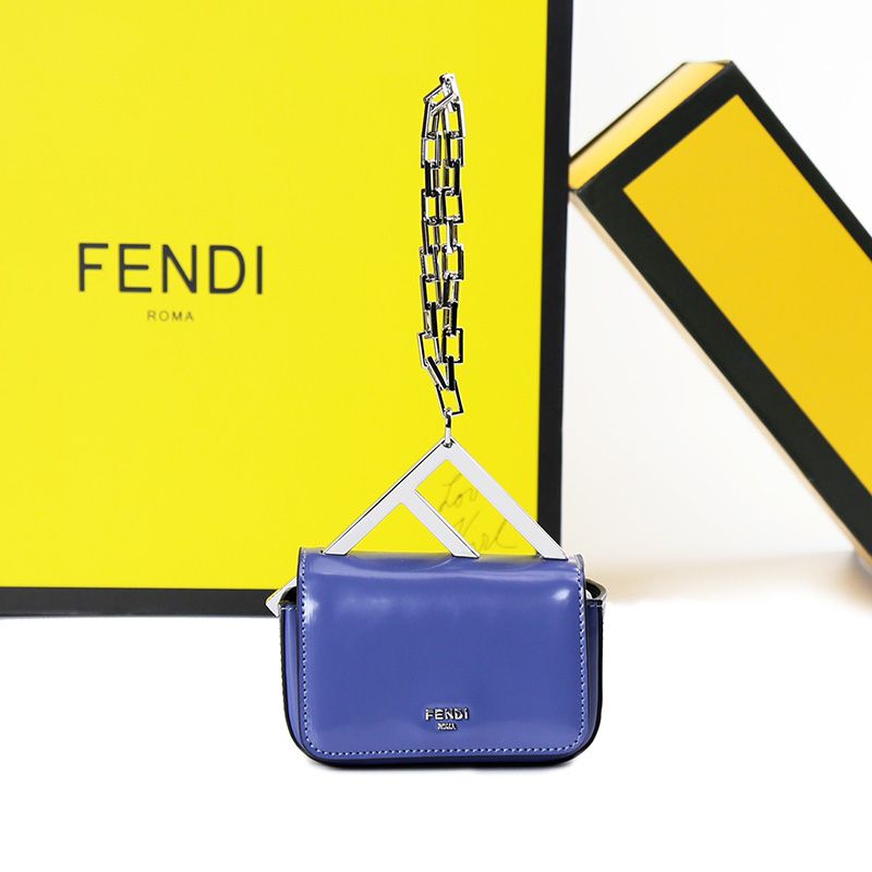 Affordable Fendi Nano F Bag In Calf Leather Blue