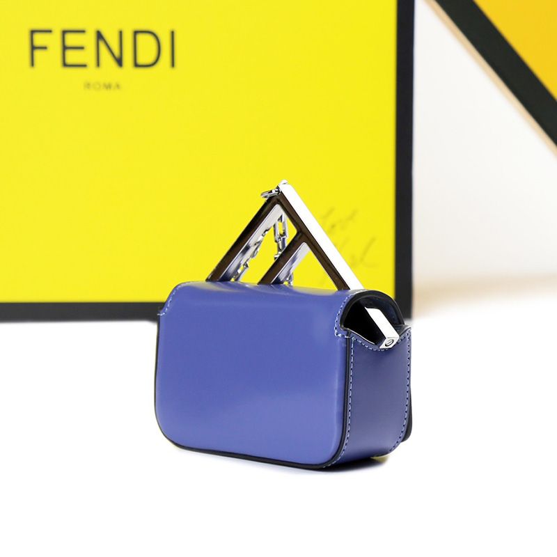 Affordable Fendi Nano F Bag In Calf Leather Blue