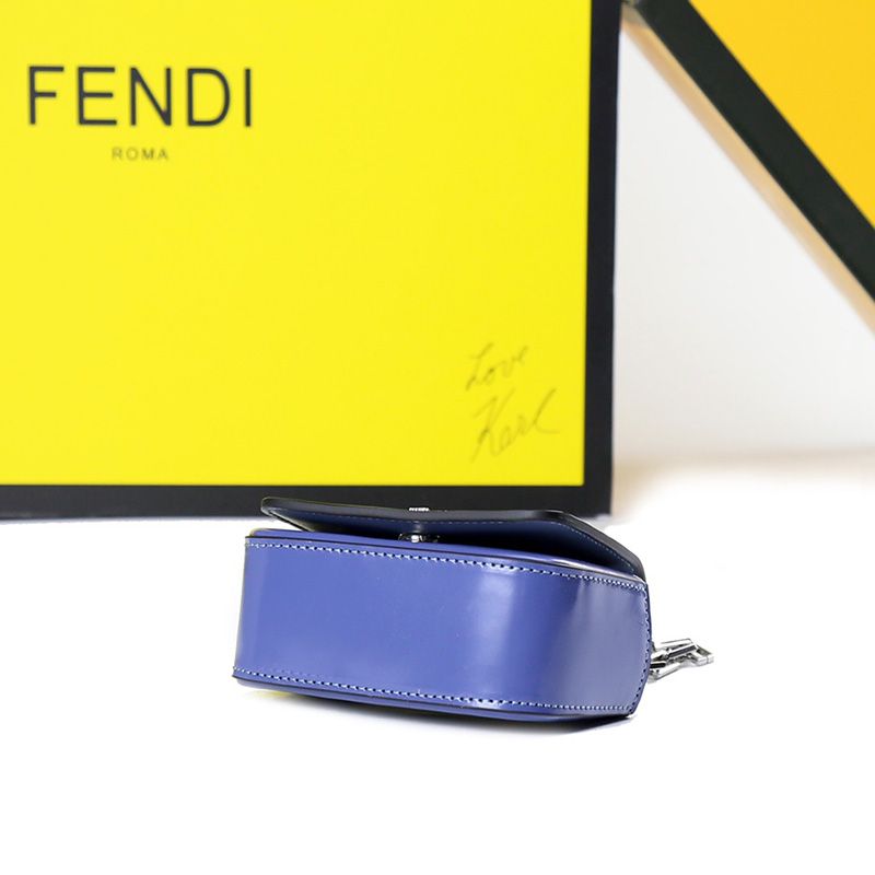 Affordable Fendi Nano F Bag In Calf Leather Blue