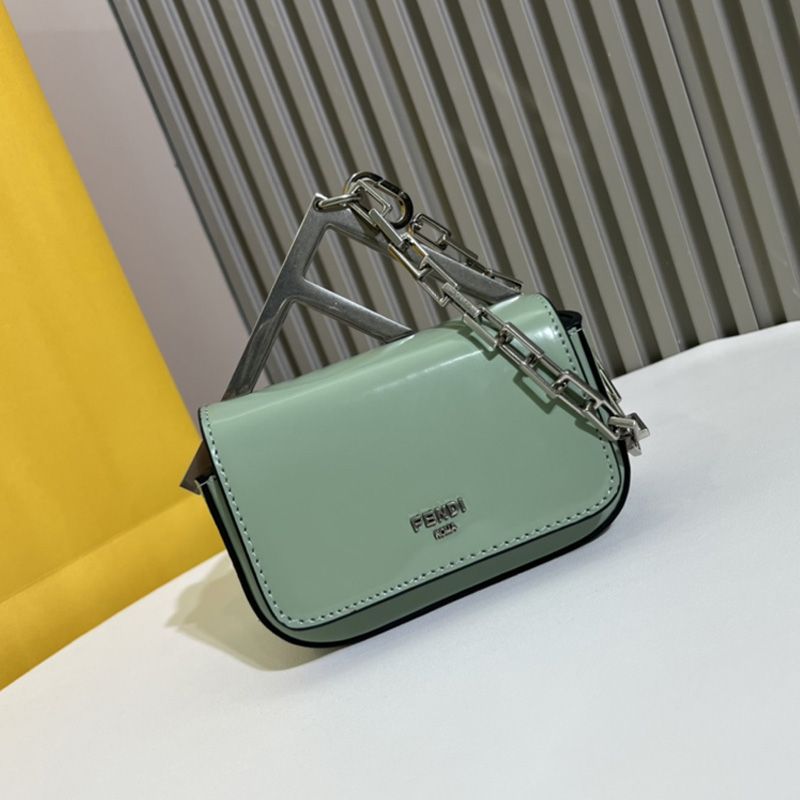 Affordable Fendi Nano F Bag In Calf Leather Green