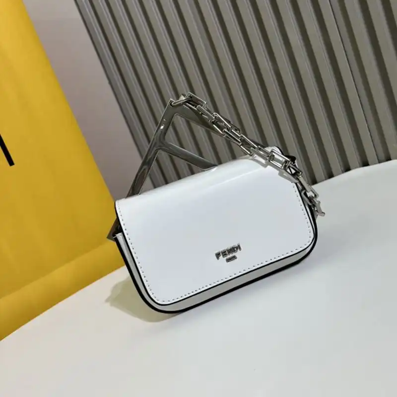 Affordable Fendi Nano F Bag In Calf Leather White