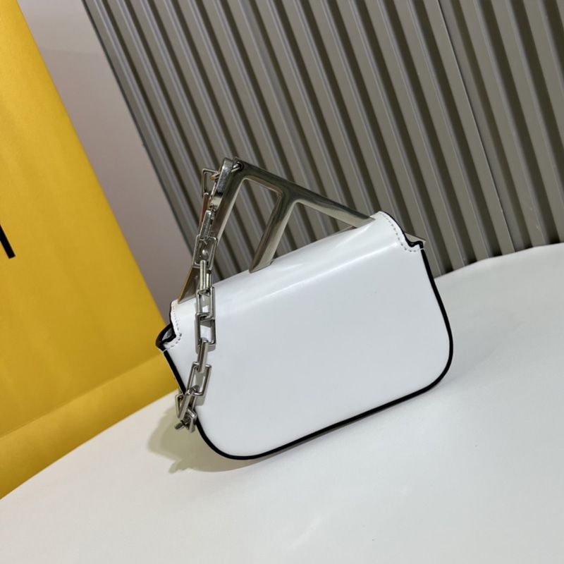 Affordable Fendi Nano F Bag In Calf Leather White