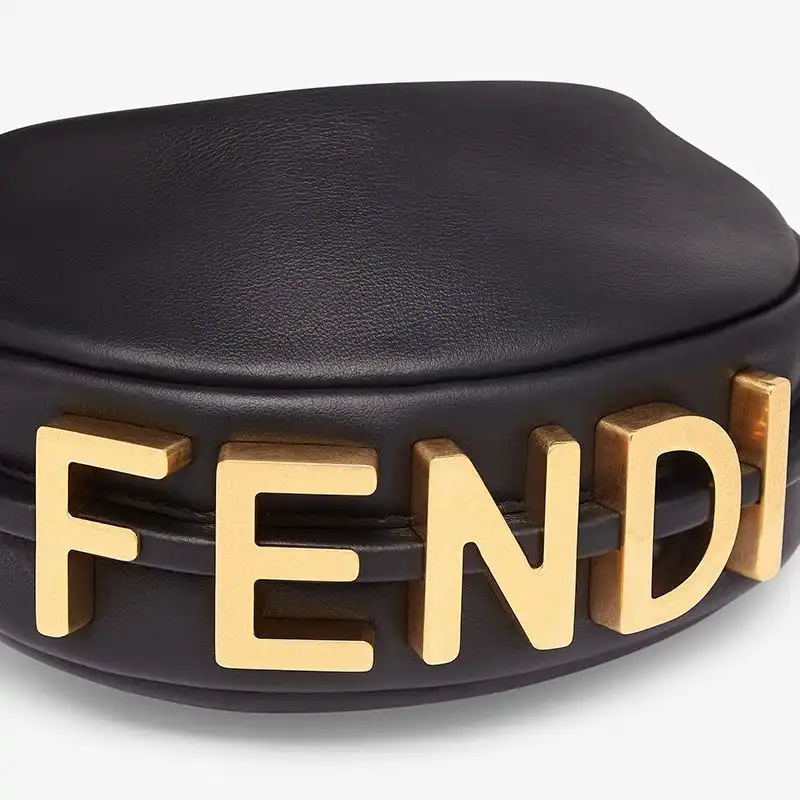 Cheap Fendi Nano Fendigraphy Hobo Bag In Calf Leather Black