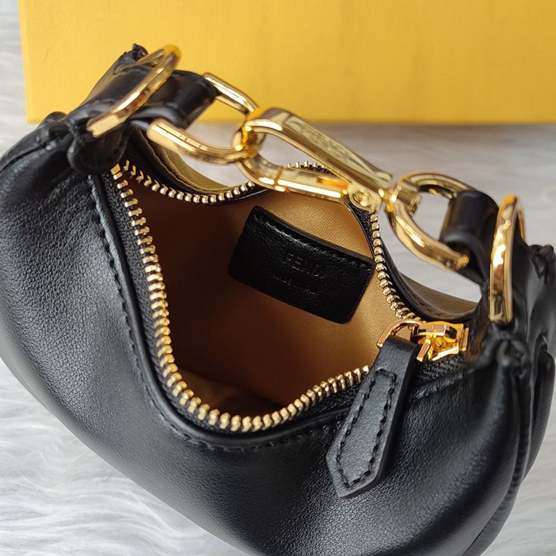 Affordable Fendi Nano Fendigraphy Hobo Bag In Calf Leather Black