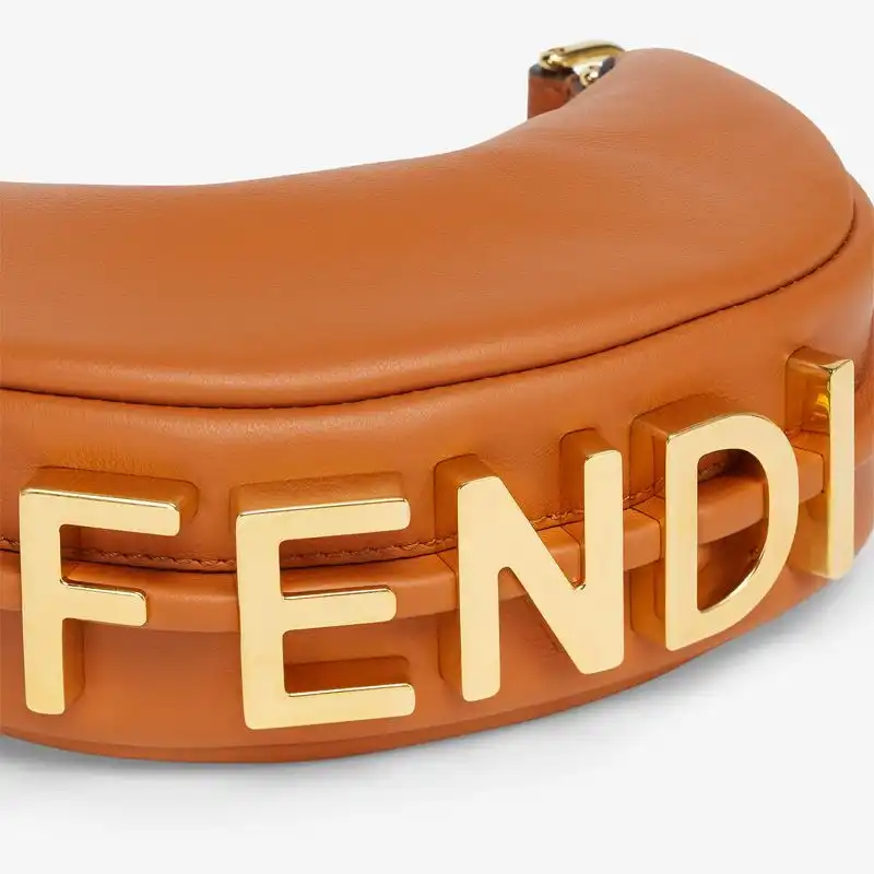 Affordable Fendi Nano Fendigraphy Hobo Bag In Calf Leather Brown