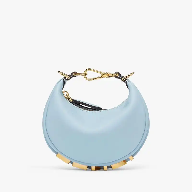 Cheap Fendi Nano Fendigraphy Hobo Bag In Calf Leather Sky Blue