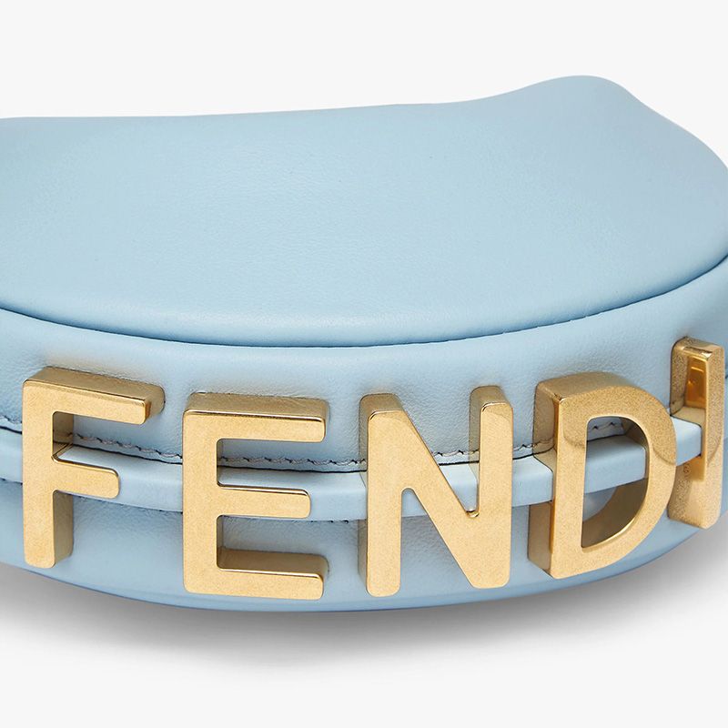 Affordable Fendi Nano Fendigraphy Hobo Bag In Calf Leather Sky Blue