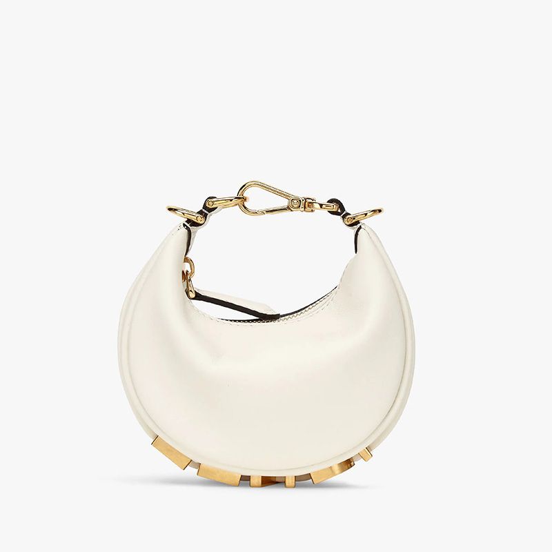 Affordable Fendi Nano Fendigraphy Hobo Bag In Calf Leather White