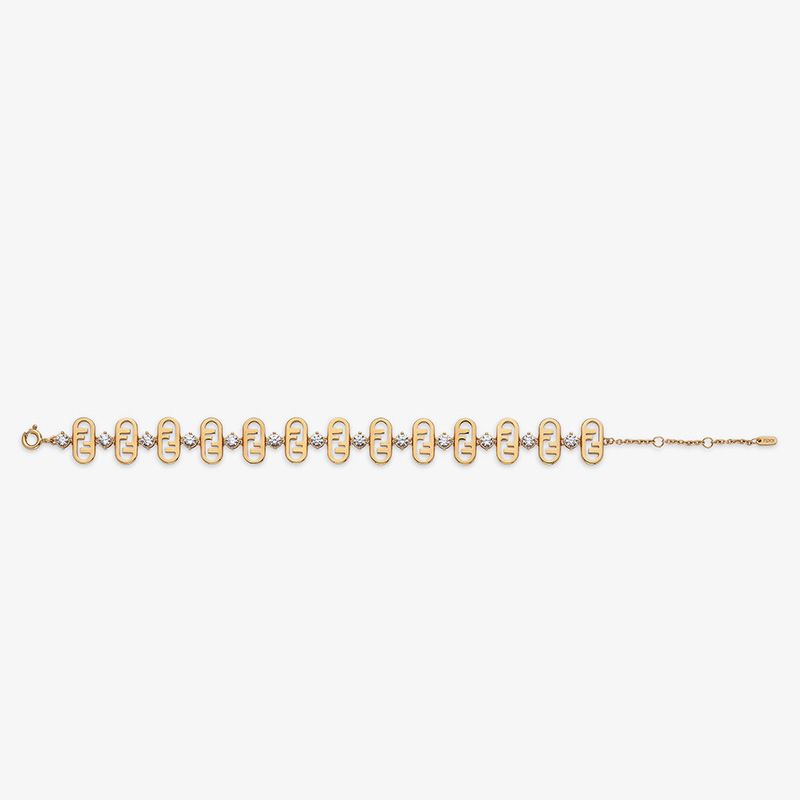 Affordable Fendi O'Lock Chain Bracelet In Metal with Crystals Gold