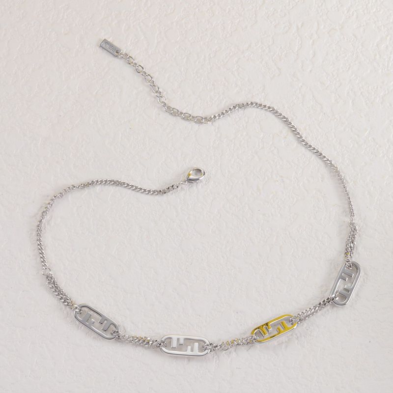 Affordable Fendi O'Lock Chain Necklace In Metal Palladium