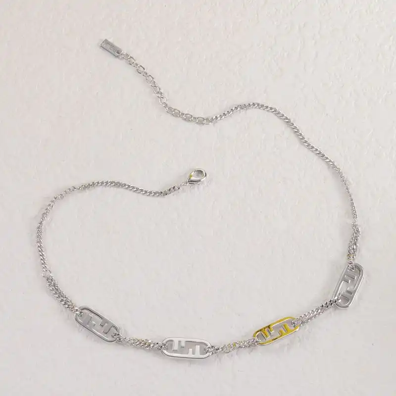 Fendi O'Lock Chain Necklace In Metal Palladium