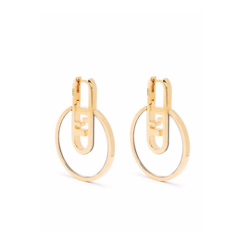 Affordable Fendi O'Lock Hoop Earrings In Metal Gold