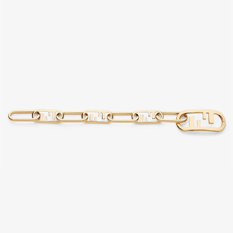 Affordable Fendi O'Lock Mesh Bracelet In Metal Gold