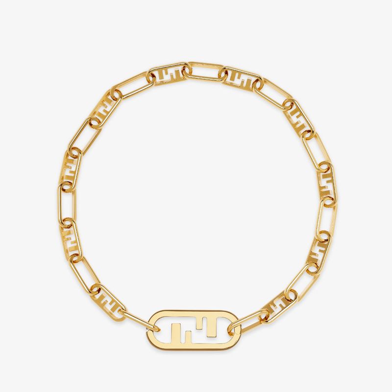 Affordable Fendi O'Lock Mesh Choker In Metal Gold