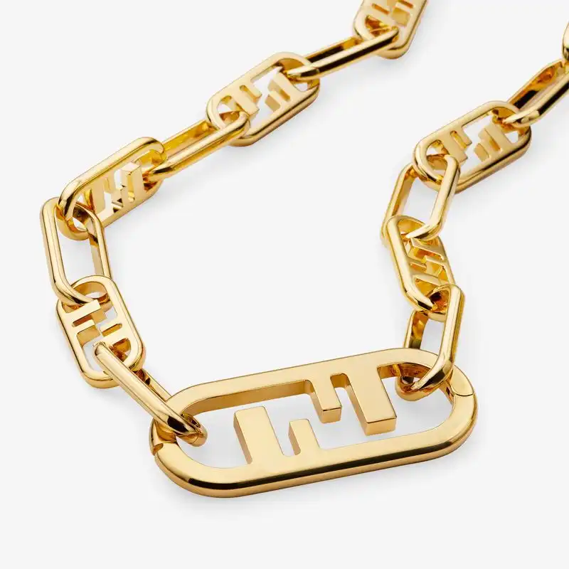 Cheap Fendi O'Lock Mesh Choker In Metal Gold HOT SALE