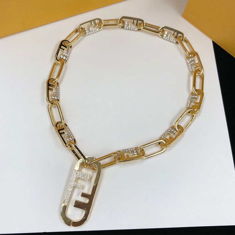 Affordable Fendi O'Lock Mesh Choker In Metal with Crystals Gold