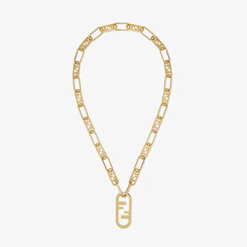 HOT Fendi O'Lock Mesh Necklace In Metal Gold