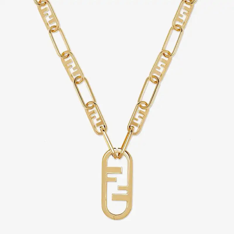 Cheap Fendi O'Lock Mesh Necklace In Metal Gold HOT SALE