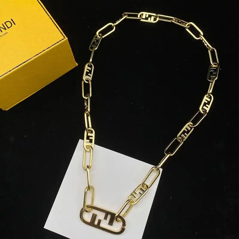 Cheap Fendi O'Lock Mesh Necklace In Metal Gold HOT SALE