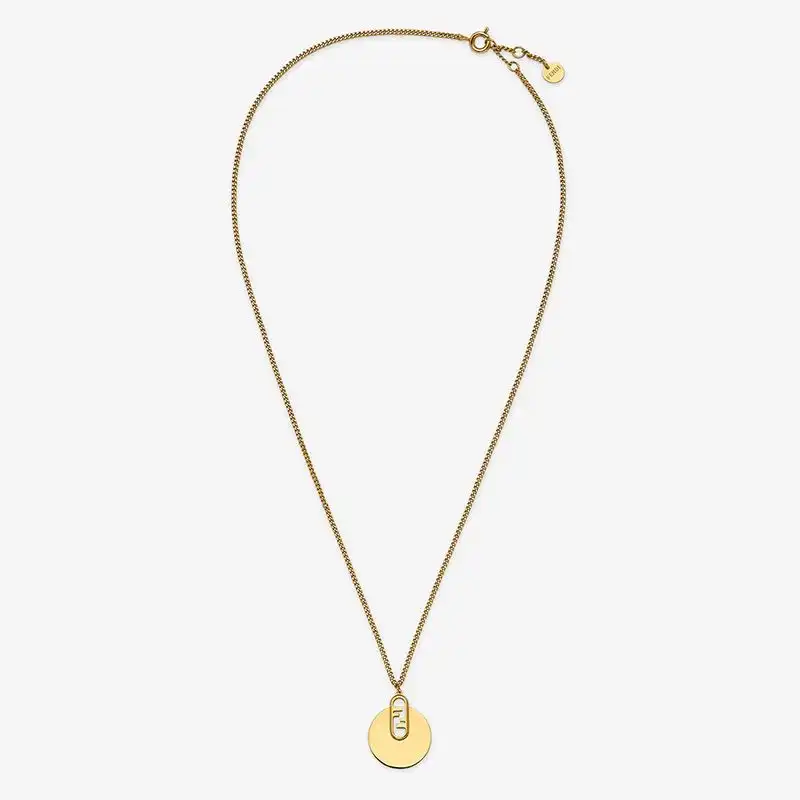 Fendi O'Lock Necklace In Metal Gold