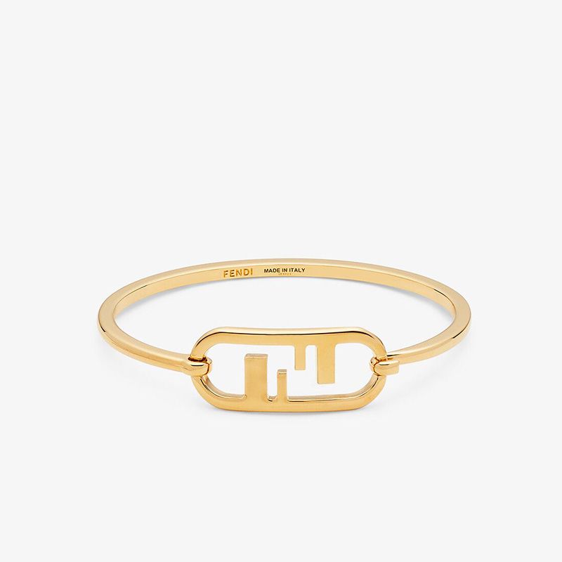 Affordable Fendi O'Lock Oval Bracelet In Metal Gold