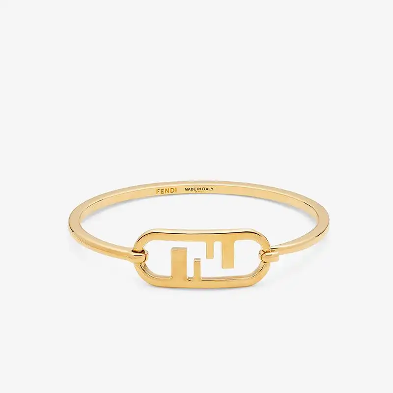 Fendi O'Lock Oval Bracelet In Metal Gold