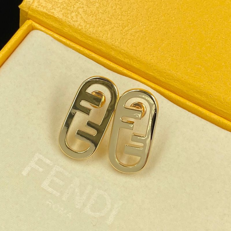 Affordable Fendi O'Lock Stud Earrings In Metal Gold