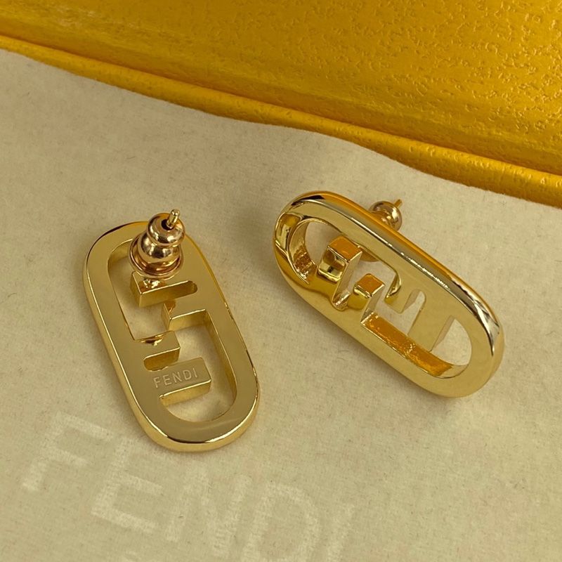 Affordable Fendi O'Lock Stud Earrings In Metal Gold