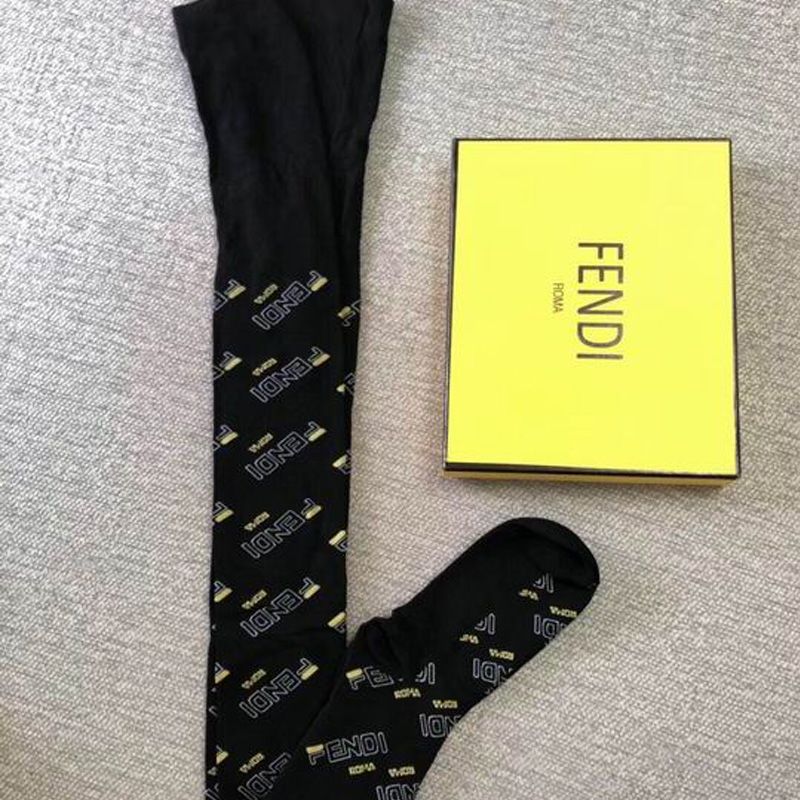 Affordable Fendi Pantyhose In Fendi Mania Motif Nylon Black