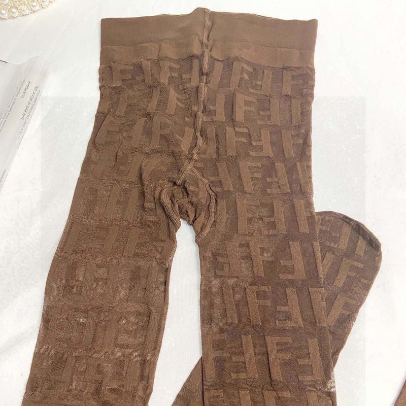 Affordable Fendi Pantyhose In FF Motif Nylon Khaki