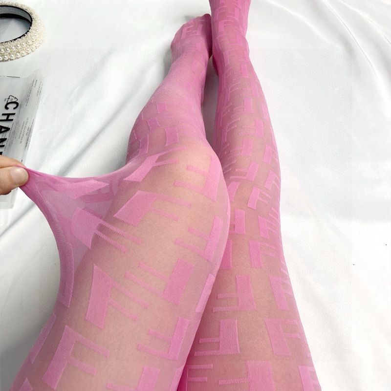 Affordable Fendi Pantyhose In FF Motif Nylon Rose