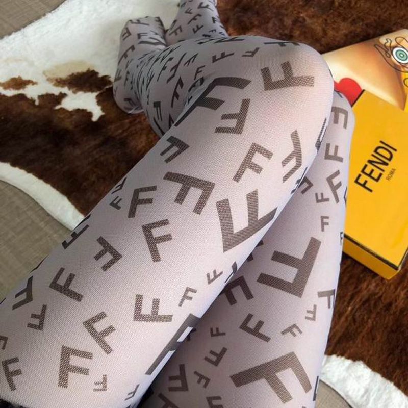 Affordable Fendi Pantyhose In F Motif Nylon White