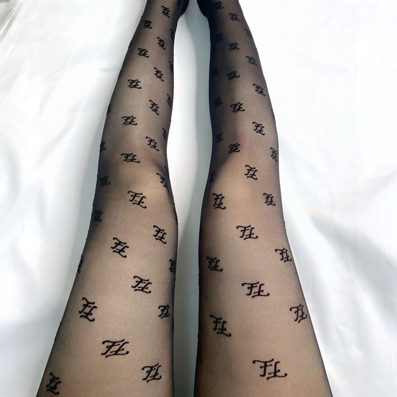 Affordable Fendi Pantyhose In Karligraphy Motif Nylon Black