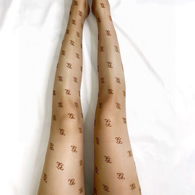 Affordable Fendi Pantyhose In Karligraphy Motif Nylon Khaki