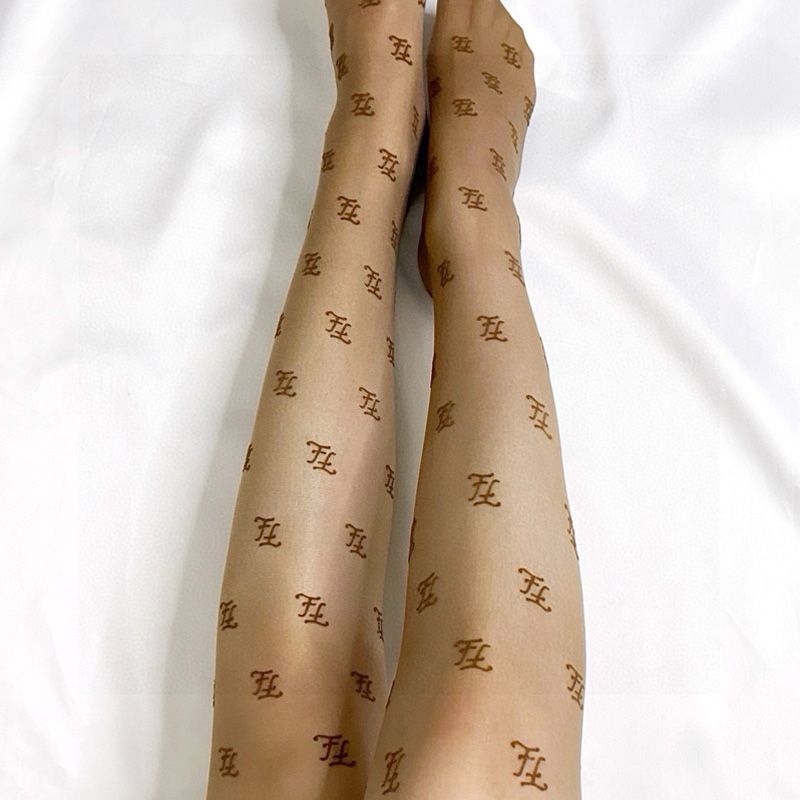 Affordable Fendi Pantyhose In Karligraphy Motif Nylon Khaki