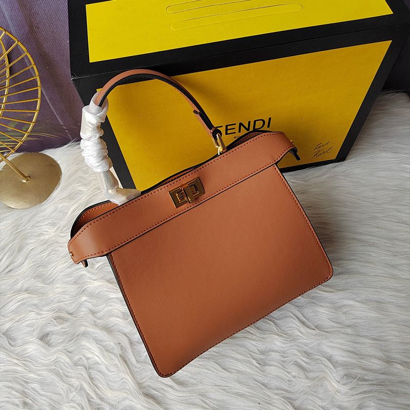 Affordable Fendi Petite Peekaboo ISeeU Bag In Nappa Leather Brown