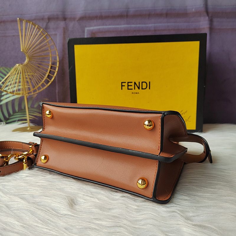 Affordable Fendi Petite Peekaboo ISeeU Bag In Nappa Leather Brown