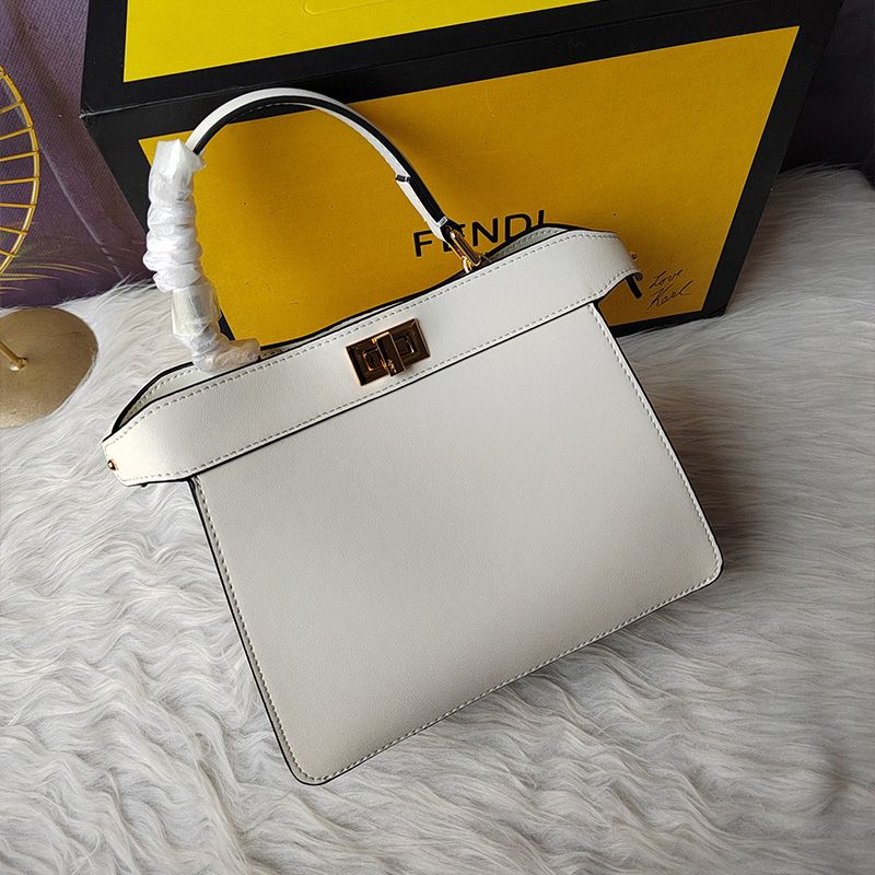 Affordable Fendi Petite Peekaboo ISeeU Bag In Nappa Leather White