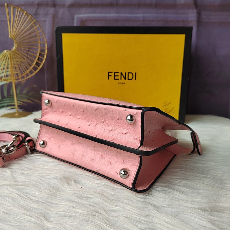 Affordable Fendi Petite Peekaboo ISeeU Bag In Ostrich Leather Pink