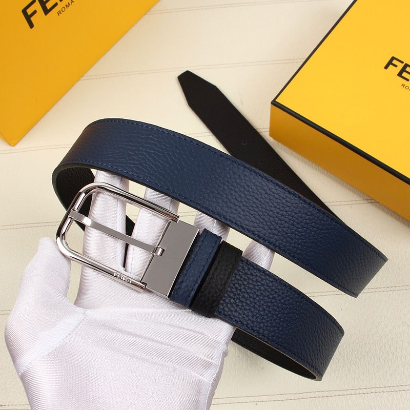 Affordable Fendi Pin Buckle Belt In Calf Leather Navy Blue