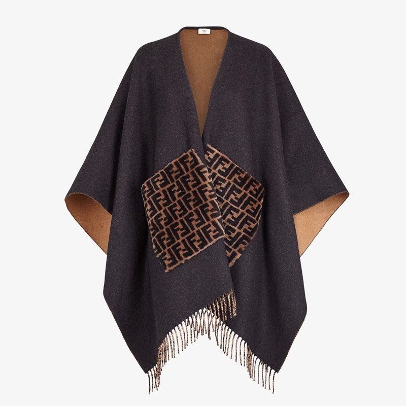 Affordable Fendi Poncho In Cashmere and Wool Black