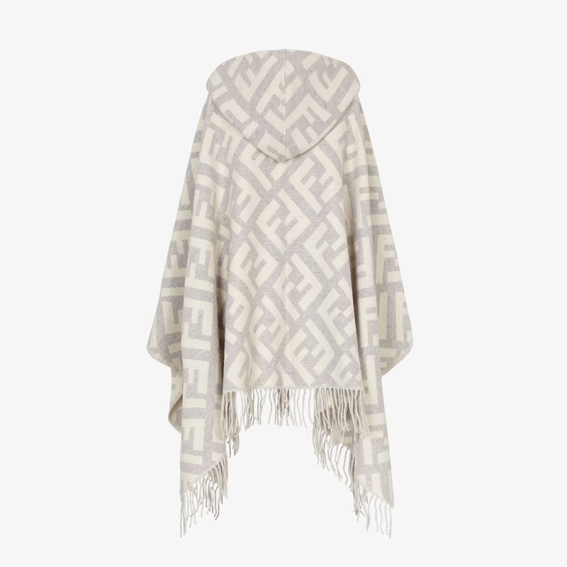 Affordable Fendi Poncho with Hood In FF Motif Cashmere Grey