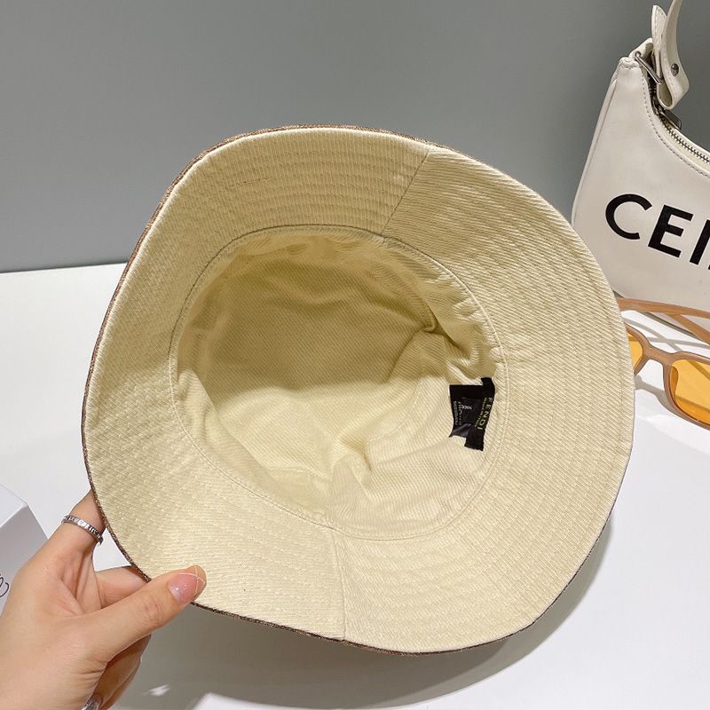 Affordable Fendi Reversible Bucket Hat In FF Motif Cotton Khaki Beige