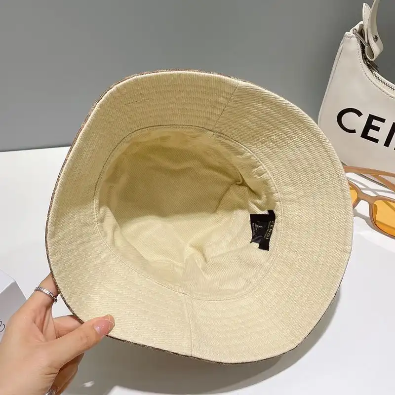 Cheap Fendi Reversible Bucket Hat In FF Motif Cotton Khaki Beige